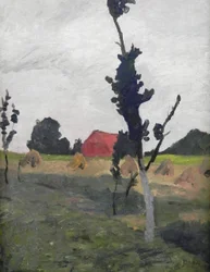 Krajobraz Worpsweder z czerwonym domem